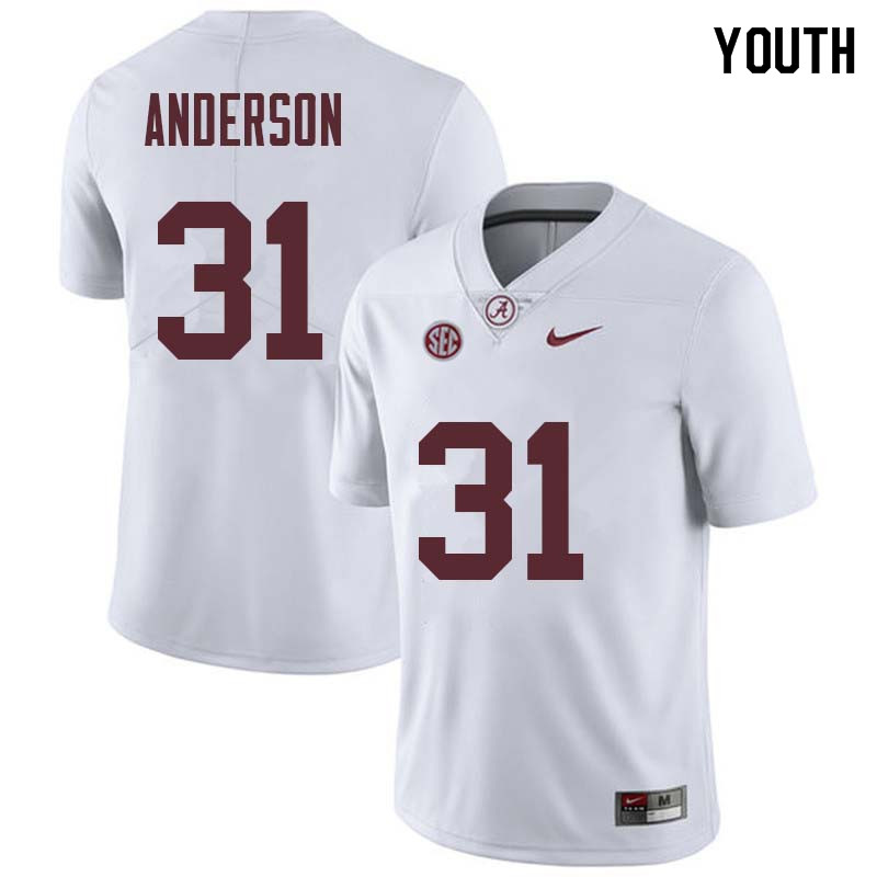 Youth #31 Keaton Anderson Alabama Crimson Tide College Football Jerseys Sale-White
